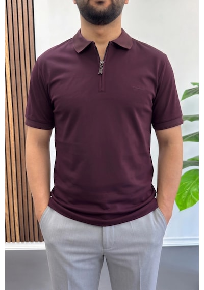 Erkek Pamuklu Soft Polo Yaka Tişört Bordo Edw500