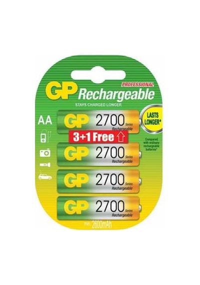 GP 2700 mAh AA Şarj Edilebilir Kalem Pil 3+1 Adet