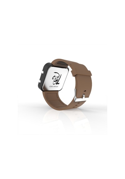 Cool Watch Saat - Siyah Led Kasa - Kahverengi Kayış Unisex Pembe