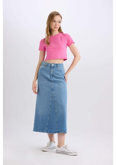 Defacto Fashion Fit Cepli Maxi Jean Etek D4422AX24AUNM28 Mavi