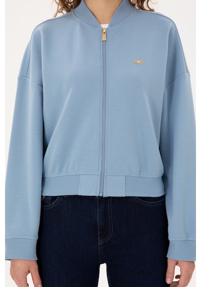 U.S. Polo Assn. Kadın Açık Mavi Bisiklet Yaka Fermuarlı Sweatshirt 50299000-VR003