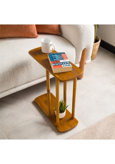 Furnirem Masif Çam Ahşap Modern C Sehpa Koltuk Yanı Yan Sehpa 49x24x55 Cm Meşe