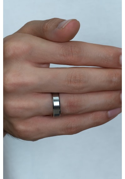 6mm Köşeli Düz Model Unisex Kadın Erkek Çelik Alyans Yüzük Cl30 Beyaz