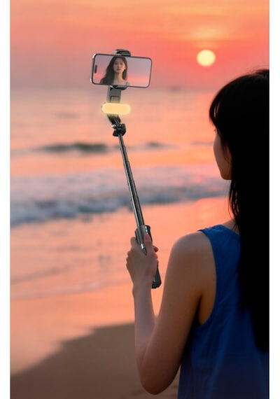102cm Rgb Takçıkar Işık Akıllı Tripod Gimbal Hareketli Kumandalı Video Selfie Tripod Telefon Tutucu