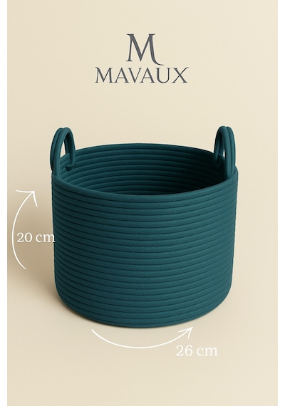 Mavaux Doğal El Dokuma Hasır Jüt Sepet 20x26 Cm Dekoratif, Çok Amaçlı, Şık Ve Dayanıklı Saklama Sepeti Petrol Mavi