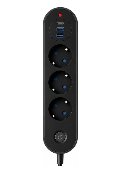 Robeve Blic Termal Akım Korumalı 3 Lü Priz 2500w 1 Usb-c + 2 Us