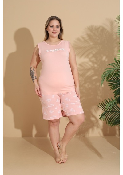 Eyfuze Kadın Milan Kumaş Büyük Beden Curve Baskılı Desenli Şortlu Pijama Takımı Açık Pembe Eyfuze Kadın Milan Kumaş Büyük Beden Curve Baskılı Desenli Şortlu Pijama Takımı Açık Pembe