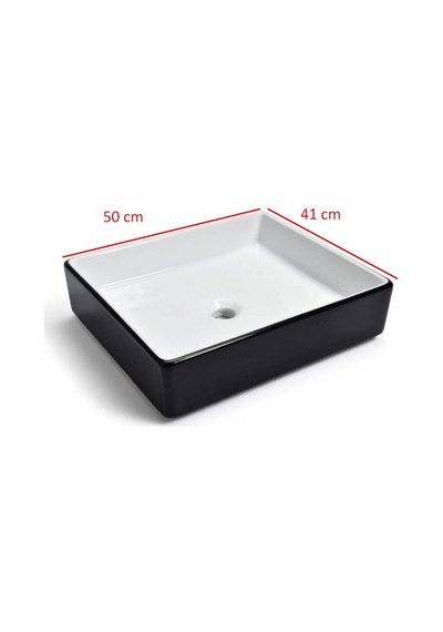 Ideal Standard - Tezgah Üstü Lavabo 50x41 Cm İç Beyaz Dış Siyah - 25051c- Beyaz, Siyah