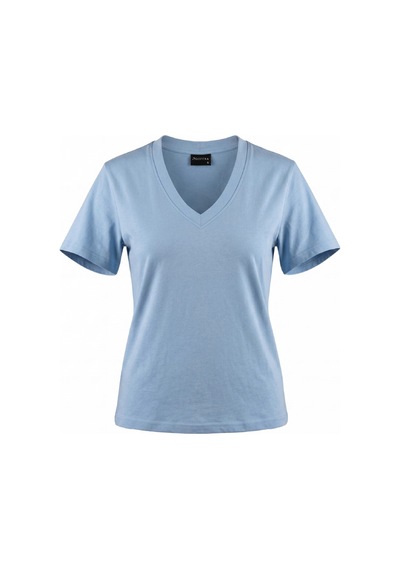 Goffra Kadın Vision V Yaka Premium Kalite Yoğun Dokulu Pamuklu T-shirt Açık Mavi W102-r0220-04