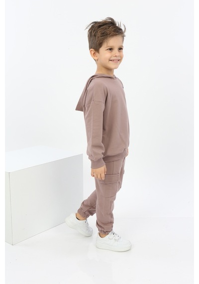 Toontoy Kids Toontoy Erkek Çocuk Explorer Baskılı Eşofman Takım Kahverengi