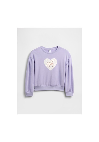 Gap Kız Çocuk Relaxed Flippy-sequin Grafikli Sweatshirt Mor