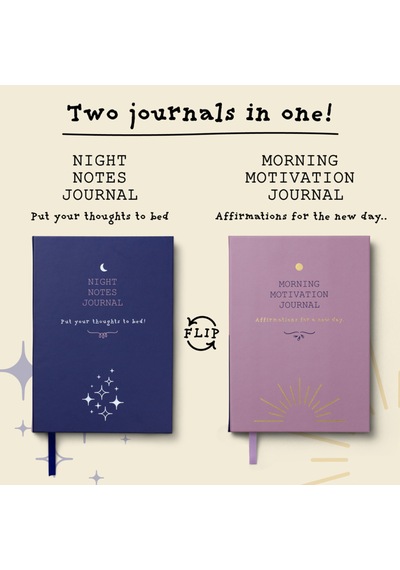If Journals 2'si 1 Arada Çift Taraflı Gece & Sabah Motivasyon Günlüğü - Ciltli Sert Kapak Lila