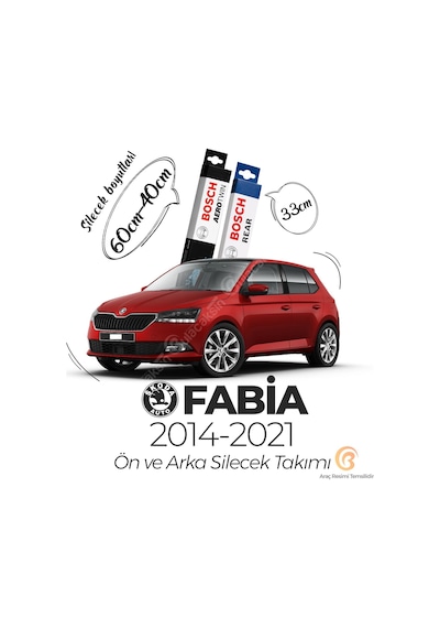 Skoda Fabia Ön ve Arka Silecek Takımı 2014-2021 Bosch Aerotwin
