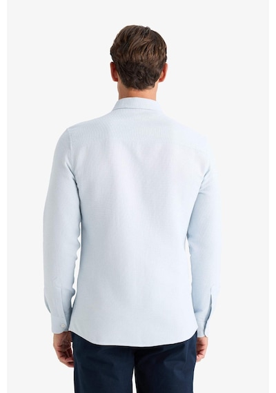DeFacto Slim Fit Dar Kesim Polo Yaka Dokulu Uzun Kollu Gömlek T2066AZ25SPBE723