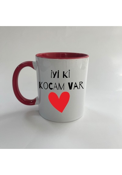 İyi Ki Kocam Var Baskılı Kırmızı Mega Sevgililer Günü Kupası