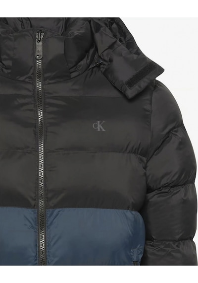 Calvin Klein Jeans Uzun Kollu Naylon Renk Bloklu Şişme Erkek Ceket Lv04rd527g-ub1 Siyah