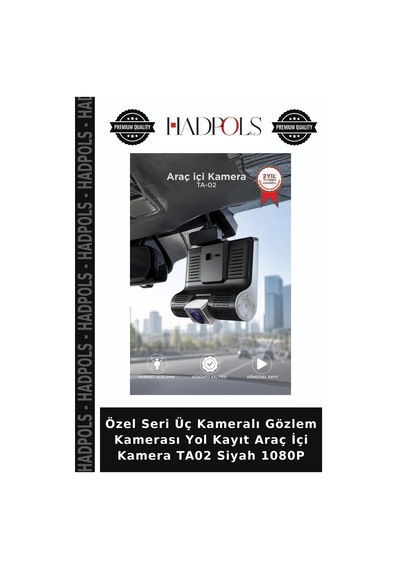 Özel Seri Üç Kameralı Gözlem Kamerası Yol Kayıt Araç İçi Kamera Ta02 Siyah 1080p