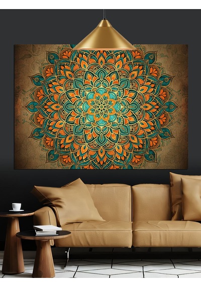 Karmaşık Geometrik Mandala Desenli Sanat Dekoratif Kanvas - Mdf Ahşap Tablo