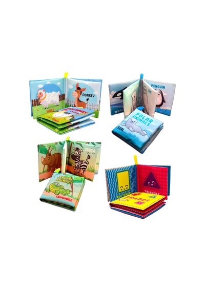 4 Kitap Tox İngilizce Şekiller , Çiftlik , Safari Ve Kutup Hayvanları Kumaş Sessiz Kitap E119 E125 E130 E131 - Bez Kitap , Eğitici Oyuncak , Yumuşak Ve Hışırtılı