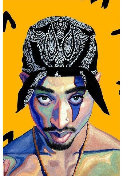 Tupac Temalı Retro Ahşap Poster Renkli - 640202611 Renkli