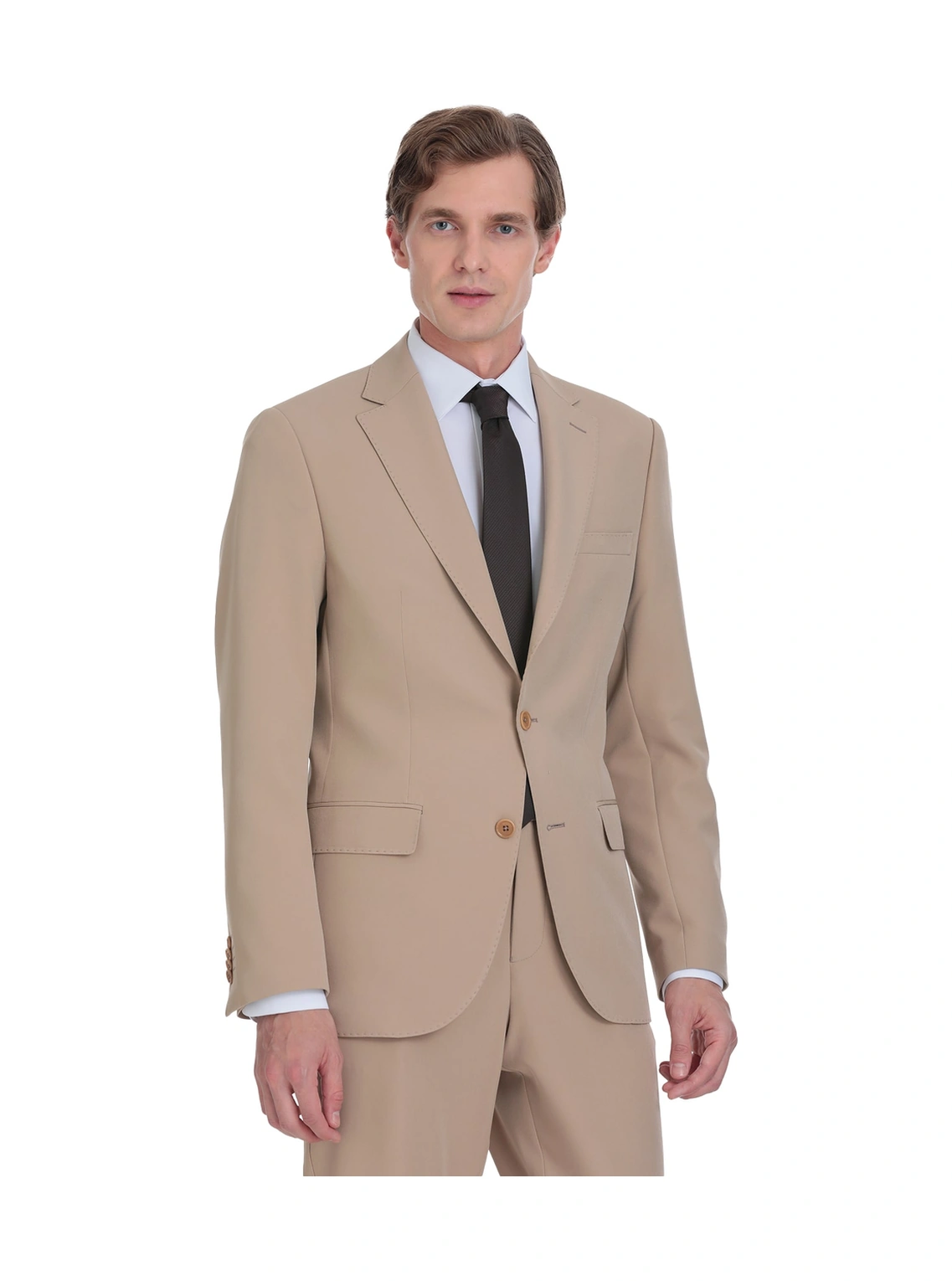 Hatemoğlu Vizon Slim Fit Mono Yaka Casual Takım Elbise Vizon