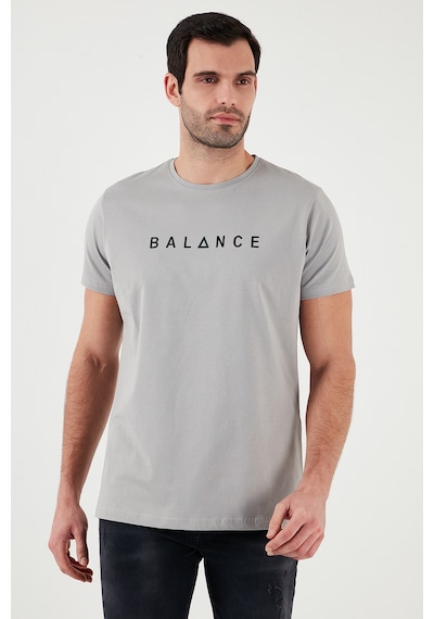 Buratti Pamuklu Slim Fit Bisiklet Yaka Erkek T Shirt 541Balance Açık Gri