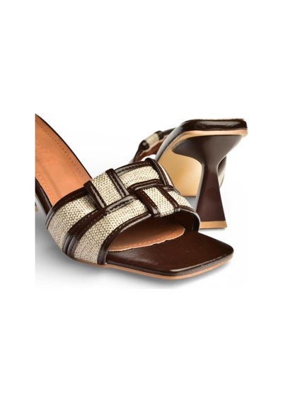 Fox Shoes Y820500209 Kahverengi İnce Topuklu Kadın Terlik Kahverengi