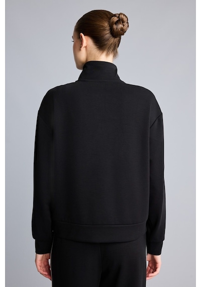 Defacto Ultra Yumuşak Standart Fit Yarım Fermuarlı Biyeli Dik Yaka Modal Sporcu Basic Sweatshirt H4537ax26aubk81 Siyah-bk81