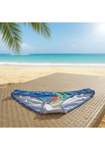 Bonbon Kadın Plaj Giyim Mavi Renk Baskılı Bikini Alt Bb2721