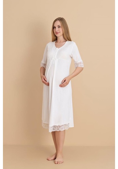 Duchesse 2601 Dantel Kol Hamile Lohusa Gecelik Sabahlık Tk