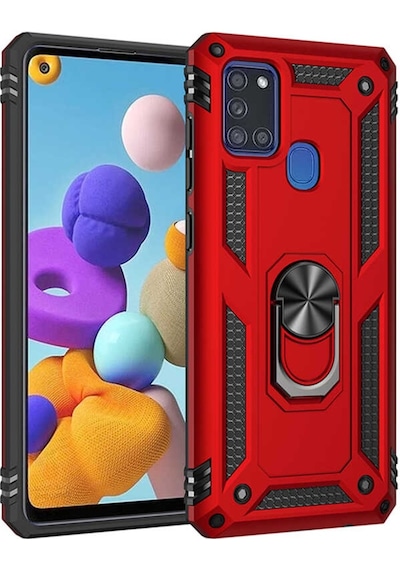 Galaxy A21S Kılıf Zore Vega Yüzüklü Standlı Zırh Kılıf