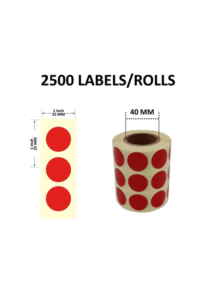 Renkli Kuşe Rulo Çap Etiketi 25mm X 25mm 2500 Adet Yan Yana 3 Lü