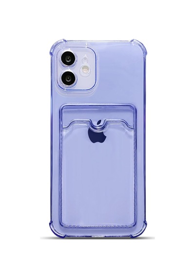 Teknomoda Apple Uyumlu iPhone 11 Kılıf Kartlıklı Anti Şok Korumalı Şeffaf Silikon Lila Lila