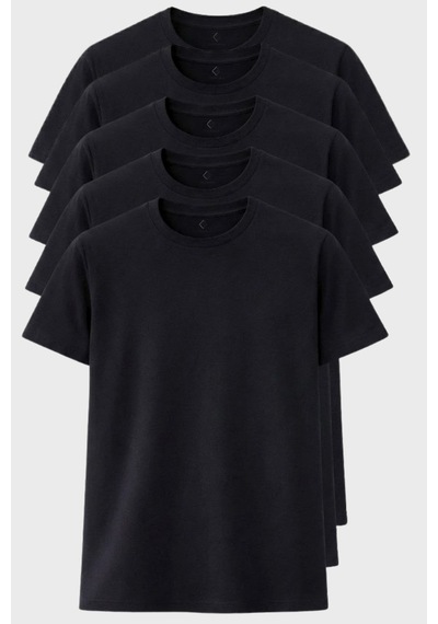 Blayn Jeans Erkek 10'lu Tişört Seti %100 Pamuk Basic Regular Fit Bisiklet Yaka Düz Renk Günlük T-shirt Siyah