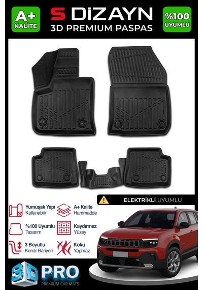 Jeep Avenger 3d Pro Havuzlu Paspas 2023 Üzeri A+ Kalite 3ds-sdz132