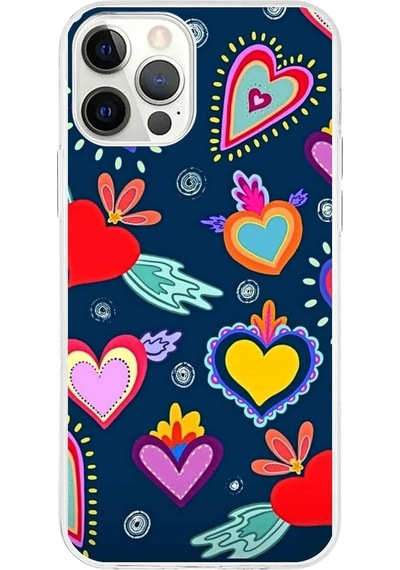 Apple Uyumlu iPhone 12 Pro Max İle 1mm Slim Fit Retro Renkler 3 Baskılı Şeffaf Kılıf Şeffaf