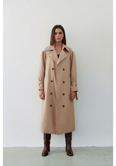 Durivya Reglan Kol Oversize Trençkot Camel