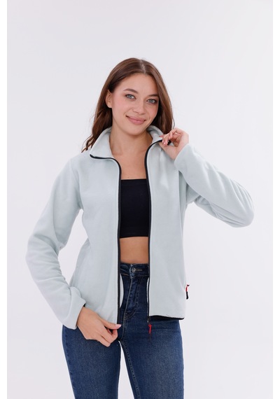 Monox Kadın Slim Fit Tam Fermuarlı Polar Ceket Yeşil