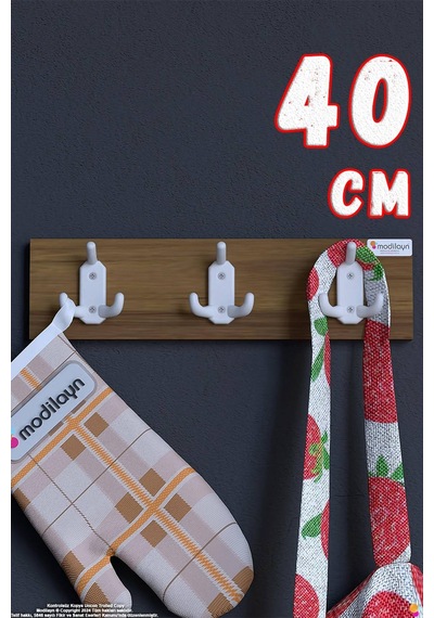 Arı 9 Kancalı Mutfak Askısı 3'lü Set 36,4x9,6 Cm - Şık Tasarım, Çok Amaçlı Düzenleyici Ve Yer Tasarrufu 40 Cm