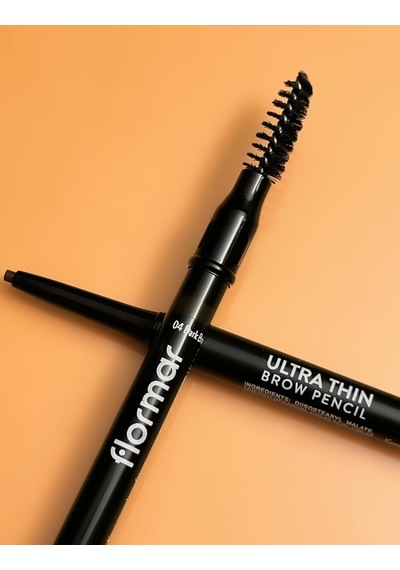 Ultra Thin Fırça Başlıklı & Asansörlü Ucu İnce Kaş Kalemi 004 Dark Brown Siyah