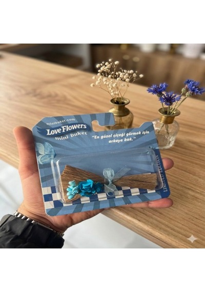Love Flowers Mavi Huzur Mini Buket - Sınırlı Sayıda Özel Tasarım Hediyelik -