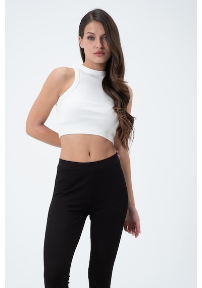 Quhox Kadın Kaşkorse Crop Atlet Ekru