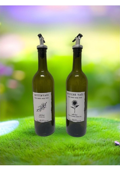 Sızdırmaz Yağdanlık Zeytin Yeşili Renkli 750 Mlx2 Adet Yağ Şişesi