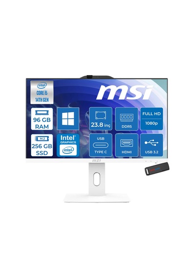 MSI PRO AP242P 14M-1201EU-P31 i5-14400 96 GB 256 GB SSD 23.8" W11P AIO Masaüstü Bilgisayar