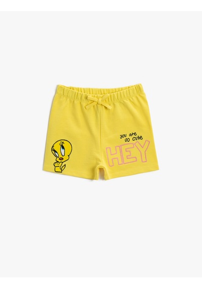 Koton Tweety Şort Pamuklu Lisanslı Sarı 1ymg49501ak