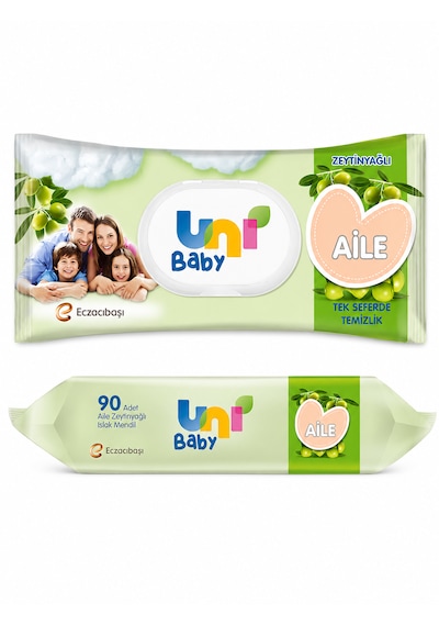 Uni Baby Aile Zeytinyağlı Islak Mendil 90'lı 2'li Set