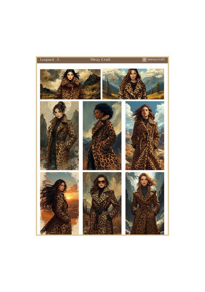 Leopar Temalı 3 Lü Sticker Seti Fashion & Şık İllüstrasyonlar 12 17 Cm Diğer