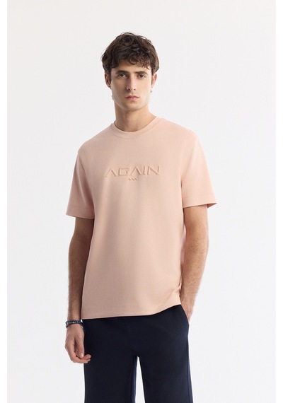 Avva Erkek Pembe Bisiklet Yaka Baskılı Bi-stretch İnterlok Regular Fit T-shirt A51y1132