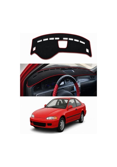 Honda - Civic 1994-2000 Uyumlu Torpido Koruma Kılıfı - Kırmızı Şeritli