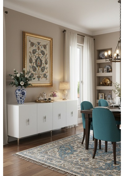 Ka1812bs Salkım Konsol ,tv Sehpası Beyaz-silver 180cm